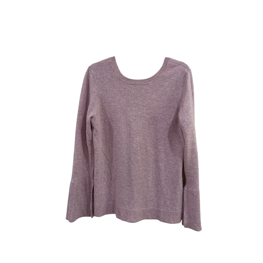 Cynthia Rowley Purple 100% 2-Ply Cashmere V-Neck Sweater Bell Cuffs Large